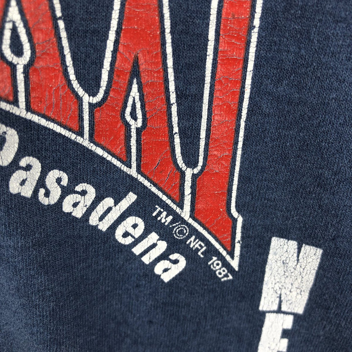 80'S Screen Stars 21st Super Bowl NFL New York Giants Sports Print T-Shirt (Men's Size L) cotton navy blue type Vintage Second Hand
