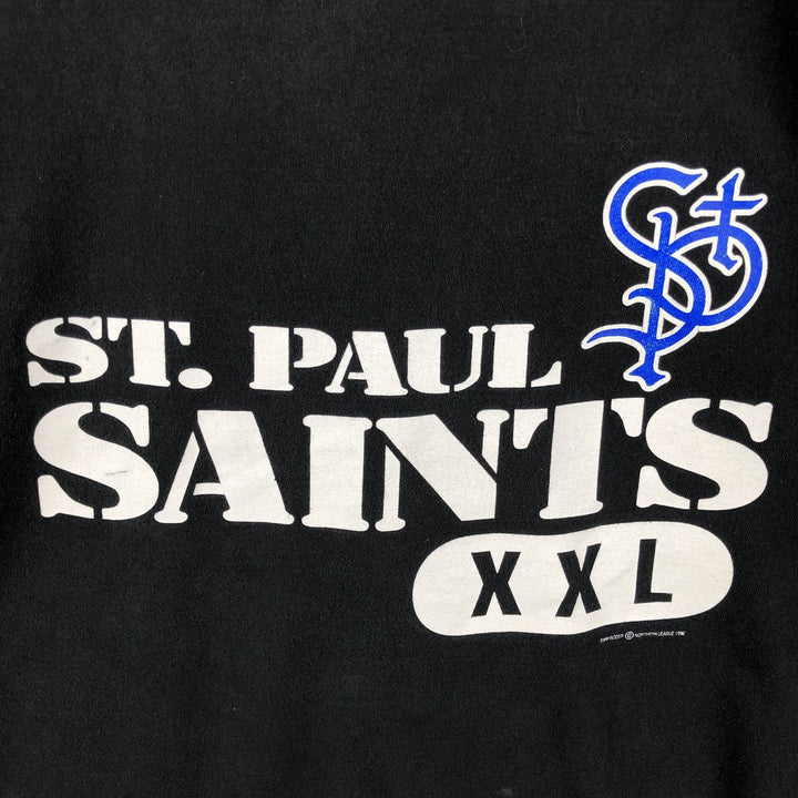 90'S Fruit of the Loom St. Paul Saints sports print T-shirt, Made in USA, Men's size L (approx.) cotton black type Vintage Second Hand
