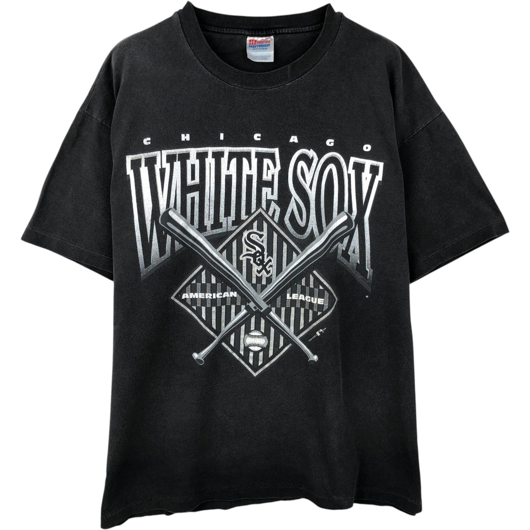 90'S Hanes Heavyweight MLB Chicago White Sox Sports Print T-Shirt, Men's Size XL (approx.) cotton gray type Vintage Second Hand