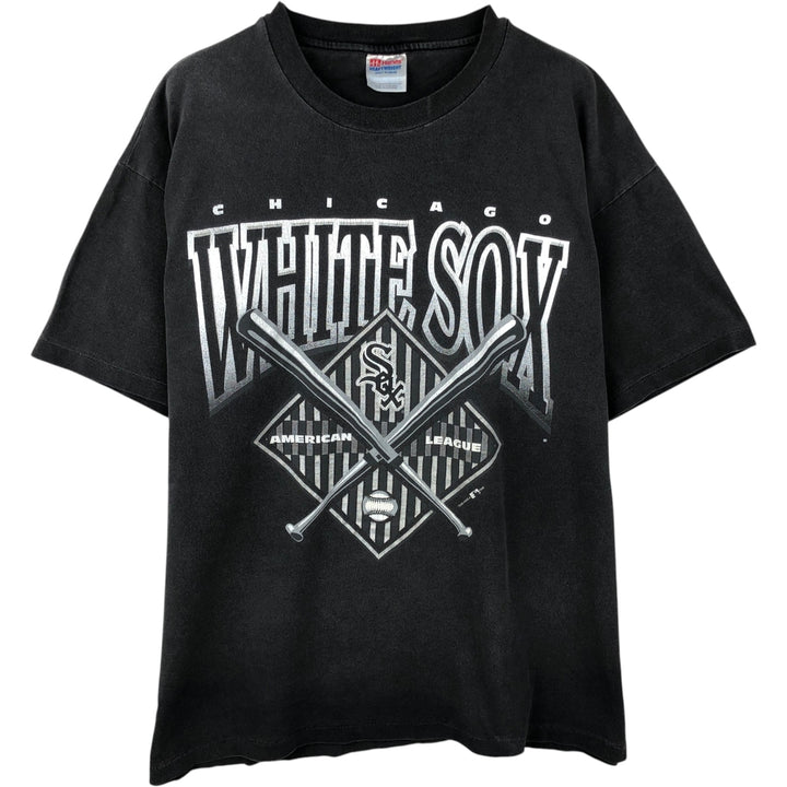 90'S Hanes Heavyweight MLB Chicago White Sox Sports Print T-Shirt, Men's Size XL (approx.) cotton gray type Vintage Second Hand