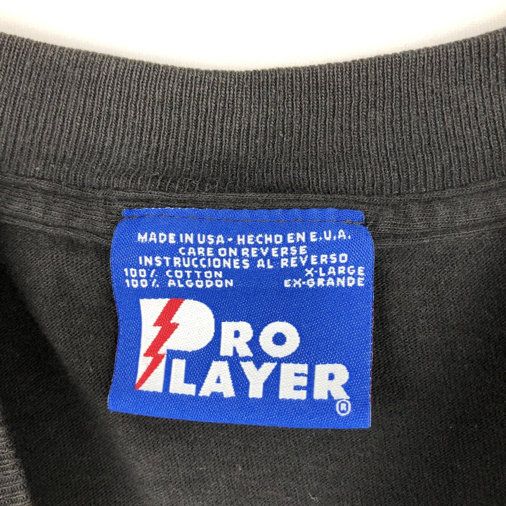 90'S PRO PLAYER NFL Los Angeles Raiders Sports Print T-Shirt, Made in USA, Men's XL equivalent, Vintage cotton black type Vintage Second Hand