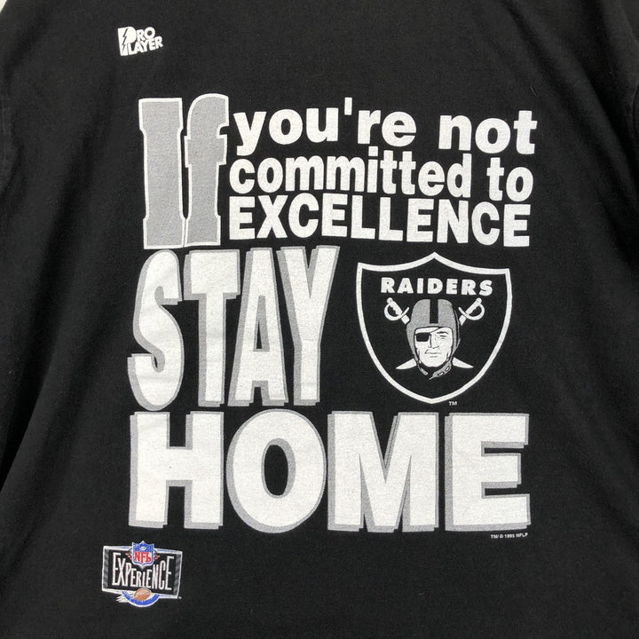 90'S PRO PLAYER NFL Los Angeles Raiders Sports Print T-Shirt, Made in USA, Men's XL equivalent, Vintage cotton black type Vintage Second Hand