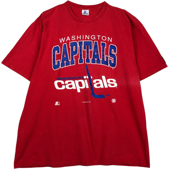 90'S Starter NHL Washington Capitals sports print T-shirt, Made in USA, Men's XL equivalent. cotton red type Vintage Second Hand