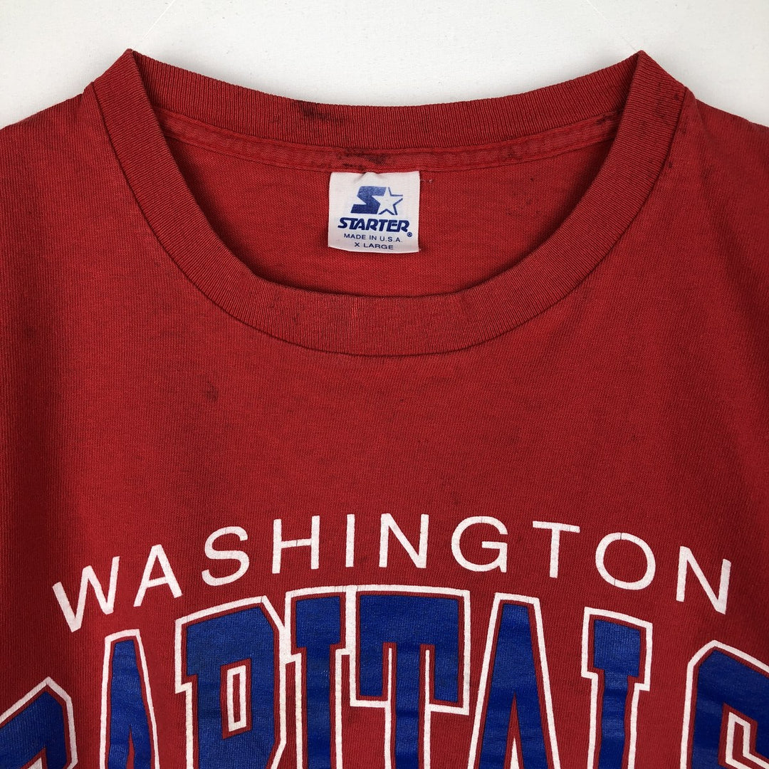 90'S Starter NHL Washington Capitals sports print T-shirt, Made in USA, Men's XL equivalent. cotton red type Vintage Second Hand