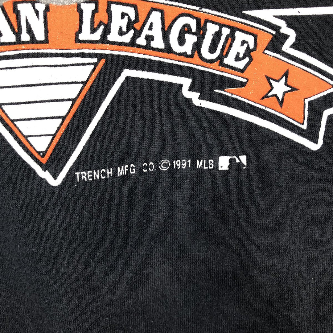 90'S TRENCH MLB BALTIMORE ORIOLES Baltimore Orioles Logo Print T-Shirt, Made in USA, Men's Size M (approx.), Vintage polyester black type Vintage Second Hand
