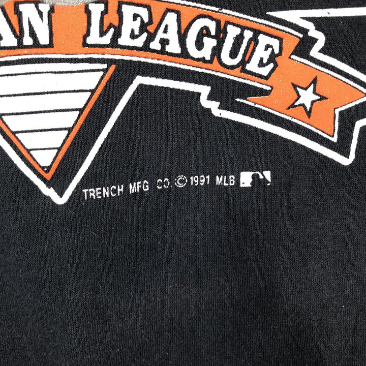 90'S TRENCH MLB BALTIMORE ORIOLES Baltimore Orioles Logo Print T-Shirt, Made in USA, Men's Size M (approx.), Vintage polyester black type Vintage Second Hand