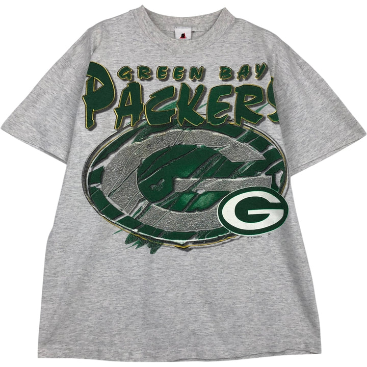 90'S Riddell NFL Green Bay Packers sports print T-shirt, Made in USA, Men's size L equivalent, Vintage cotton gray type Vintage Second Hand