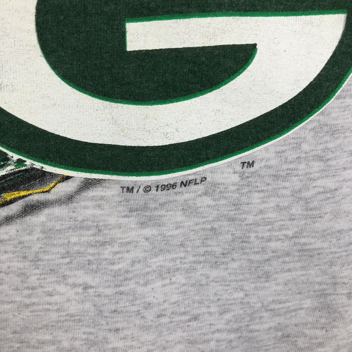 90'S Riddell NFL Green Bay Packers sports print T-shirt, Made in USA, Men's size L equivalent, Vintage cotton gray type Vintage Second Hand
