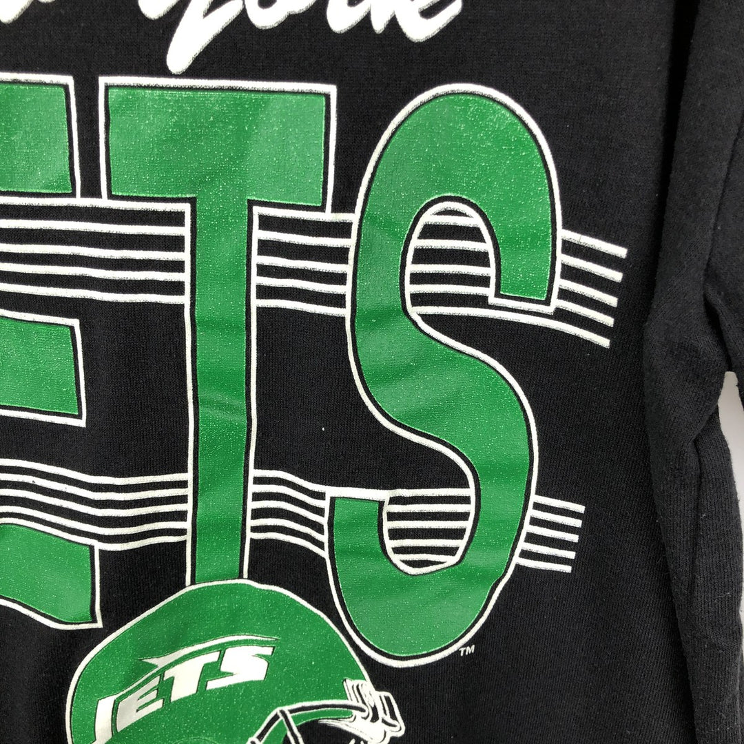90'S GARAN NFL NEW YORK JETS Sports Print T-Shirt, Made in USA, Men's XL equivalent, Vintage cotton black type Vintage Second Hand