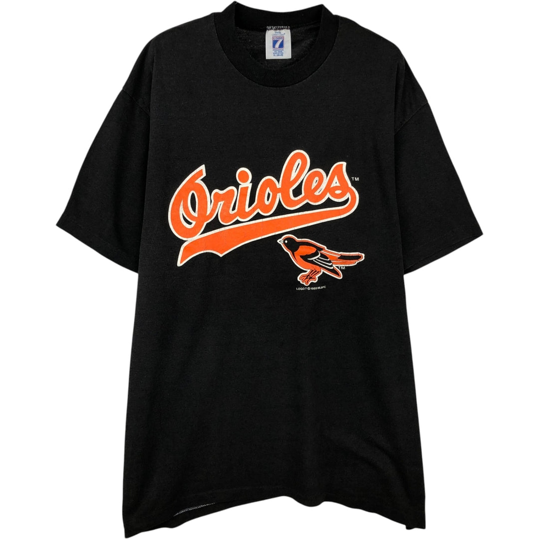 80'S Logo Seven MLB Baltimore Orioles Logo Print T-Shirt, Made in USA, Men's XL (approx.) Vintage cotton black type Vintage Second Hand