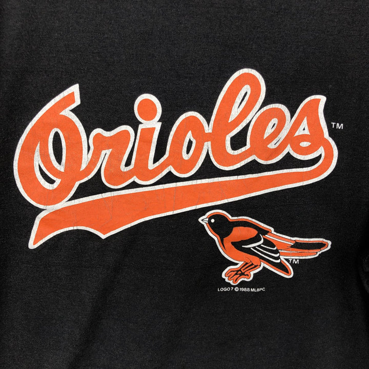80'S Logo Seven MLB Baltimore Orioles Logo Print T-Shirt, Made in USA, Men's XL (approx.) Vintage cotton black type Vintage Second Hand