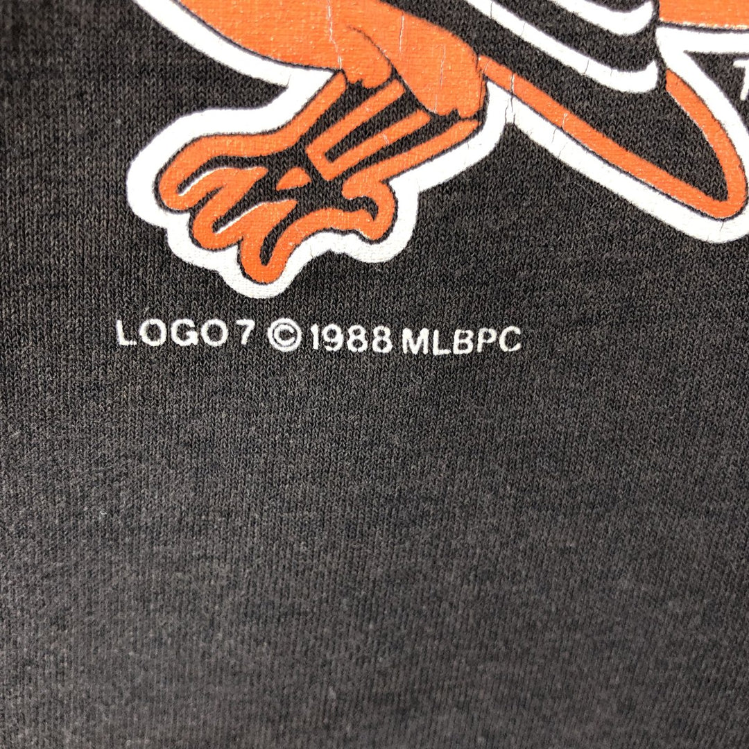 80'S Logo Seven MLB Baltimore Orioles Logo Print T-Shirt, Made in USA, Men's XL (approx.) Vintage cotton black type Vintage Second Hand