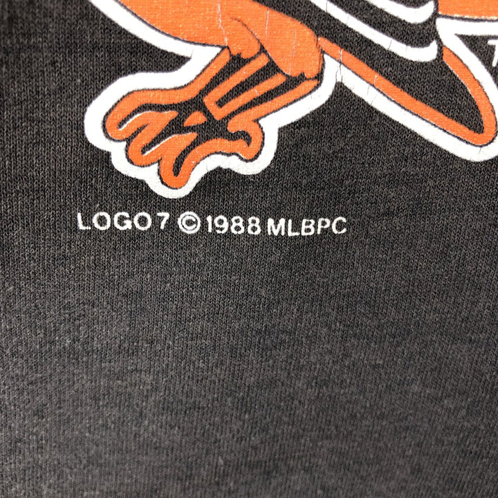 80'S Logo Seven MLB Baltimore Orioles Logo Print T-Shirt, Made in USA, Men's XL (approx.) Vintage cotton black type Vintage Second Hand