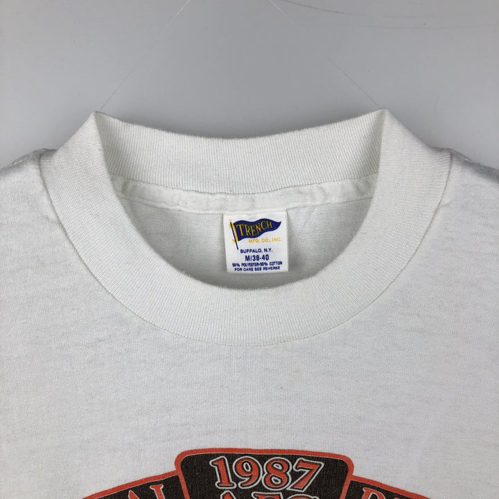 80'S Trench NFL Cleveland Browns sports print T-shirt, Made in USA, Men's size M equivalent, Vintage polyester white type Vintage Second Hand