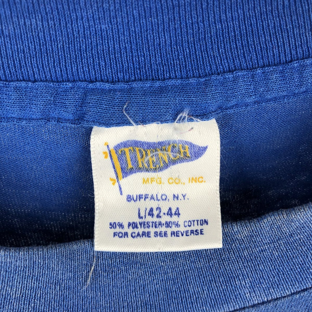 90'S TRENCH MLB CHICAGO CUBS Logo Print T-Shirt, Made in USA, Men's Size L (Equivalent), Vintage cotton blue type Vintage Second Hand