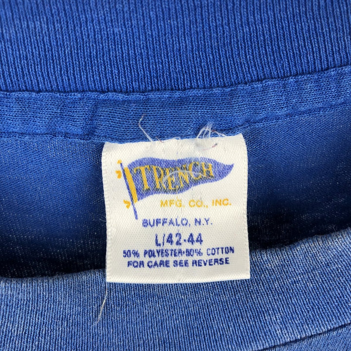 90'S TRENCH MLB CHICAGO CUBS Logo Print T-Shirt, Made in USA, Men's Size L (Equivalent), Vintage cotton blue type Vintage Second Hand