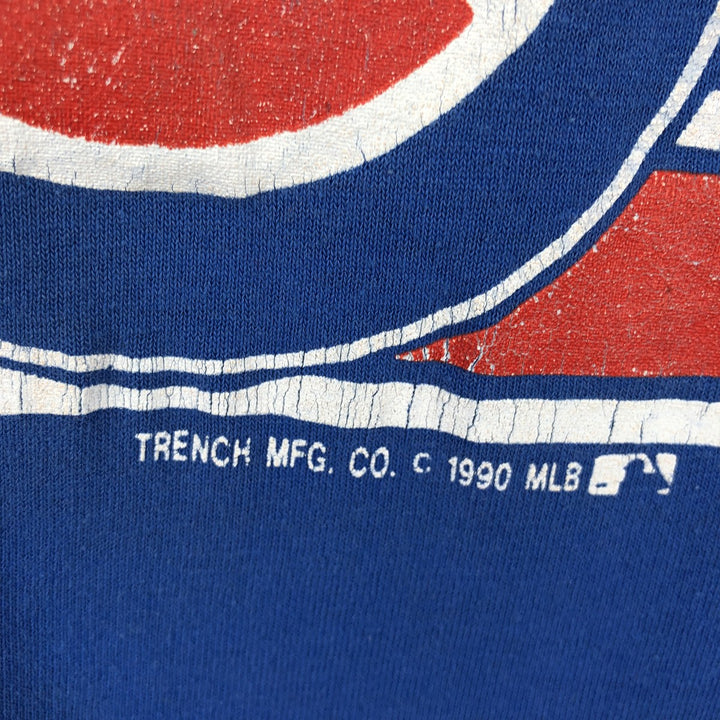 90'S TRENCH MLB CHICAGO CUBS Logo Print T-Shirt, Made in USA, Men's Size L (Equivalent), Vintage cotton blue type Vintage Second Hand