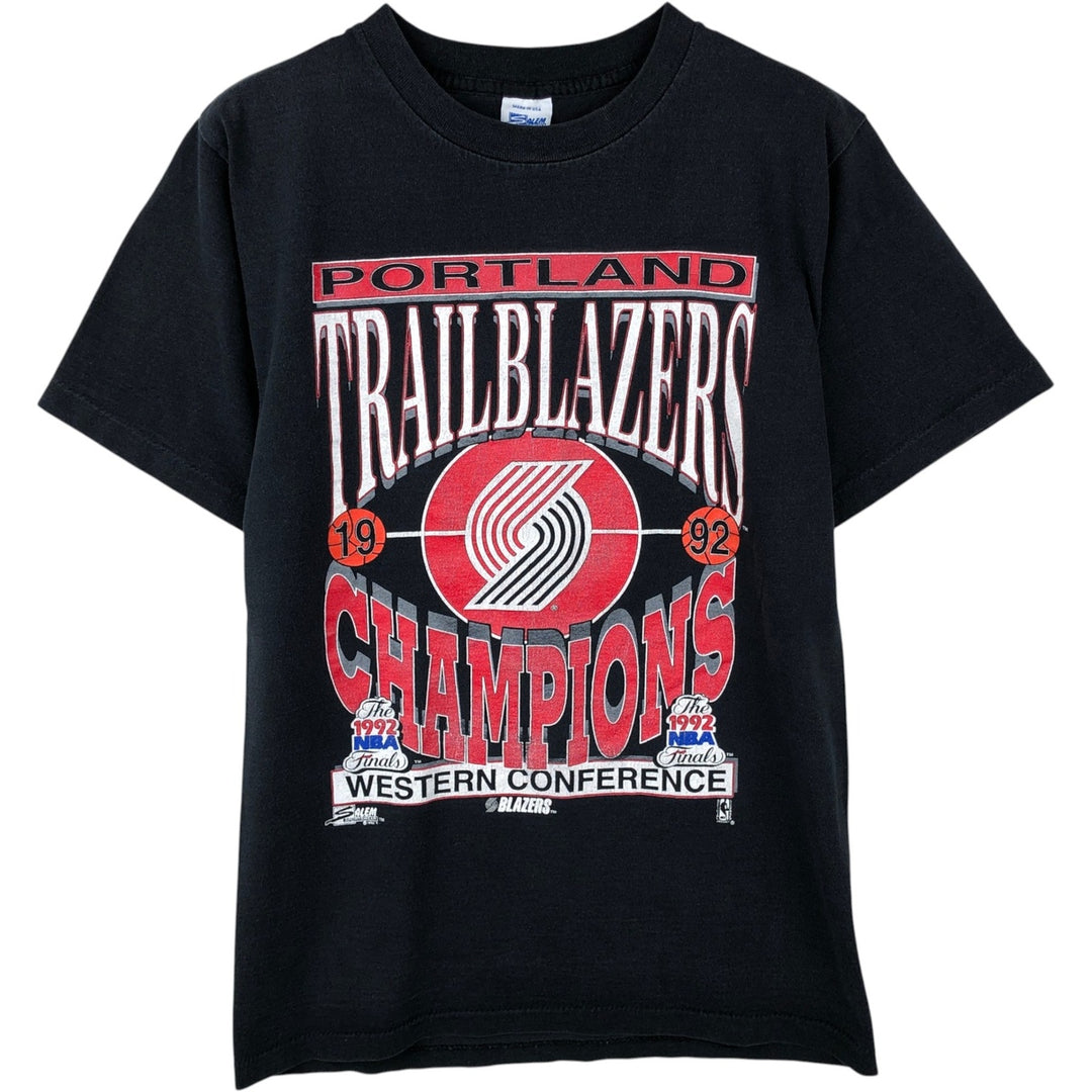 90'S SALEM NBA Portland Trail Blazers Sports Print T-Shirt, Made in USA, Men's Size M (Equivalent), Vintage cotton black type Vintage Second Hand