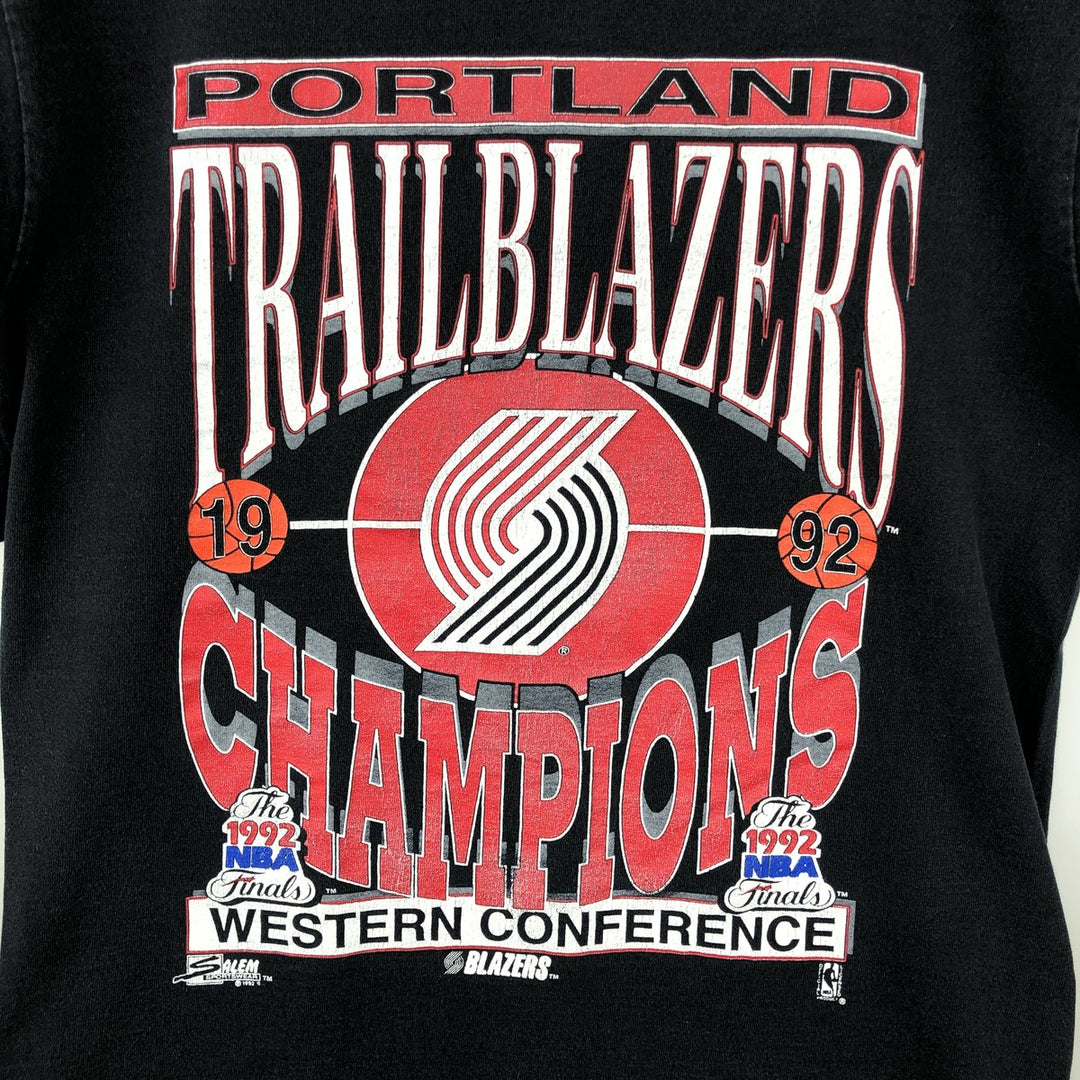 90'S SALEM NBA Portland Trail Blazers Sports Print T-Shirt, Made in USA, Men's Size M (Equivalent), Vintage cotton black type Vintage Second Hand