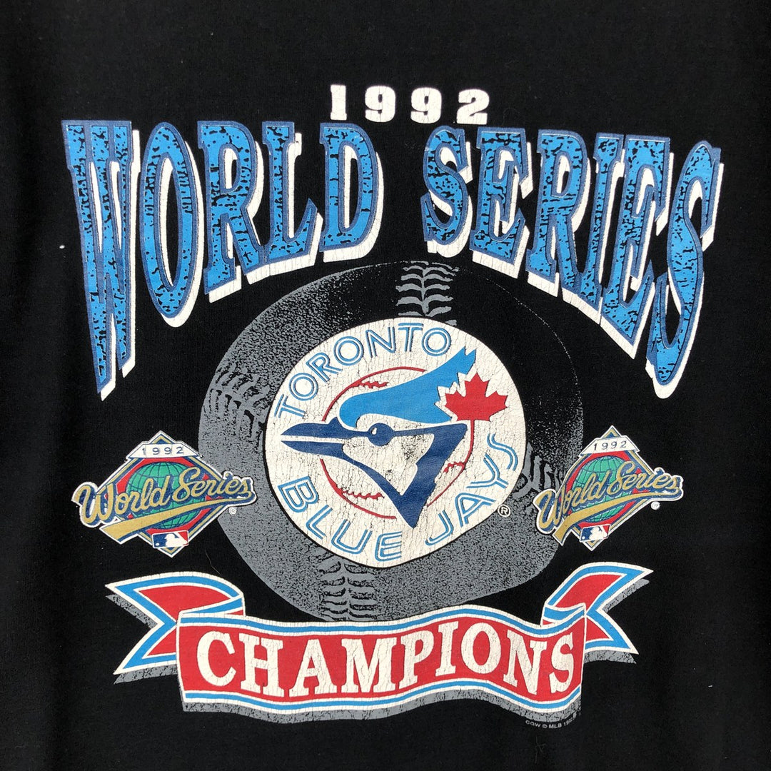 90'S WAVES 89th World Series MLB Toronto Blue Jays Sports Print T-Shirt, Made in Canada, Men's Size L cotton black type Vintage Second Hand