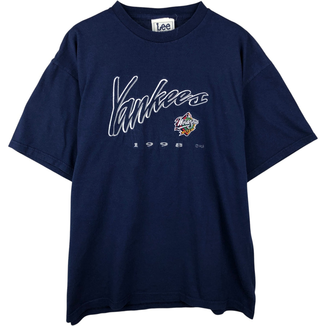 90'S Lee SPORT MLB NEW YORK YANKEES Logo T-Shirt, Men's Size L (approx.), Vintage cotton navy blue type Vintage Second Hand