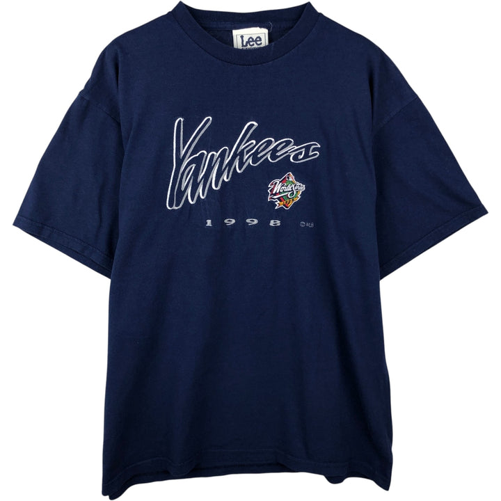 90'S Lee SPORT MLB NEW YORK YANKEES Logo T-Shirt, Men's Size L (approx.), Vintage cotton navy blue type Vintage Second Hand