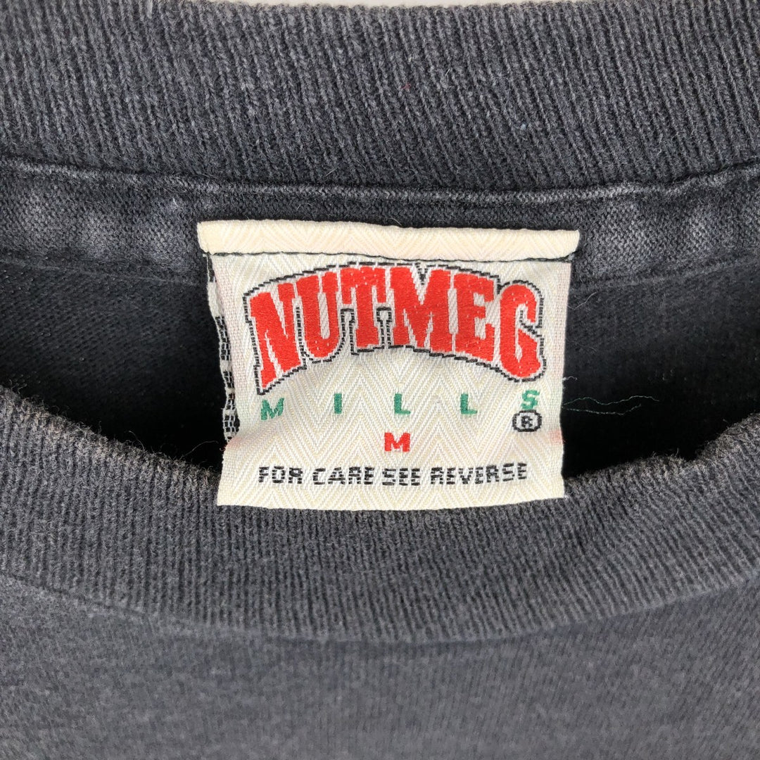 90'S NUTMEG NHL Anaheim Mighty Daks All-Over Print Sports Print T-Shirt, Made in England, Men's Size M (approx.) cotton black type Vintage Second Hand