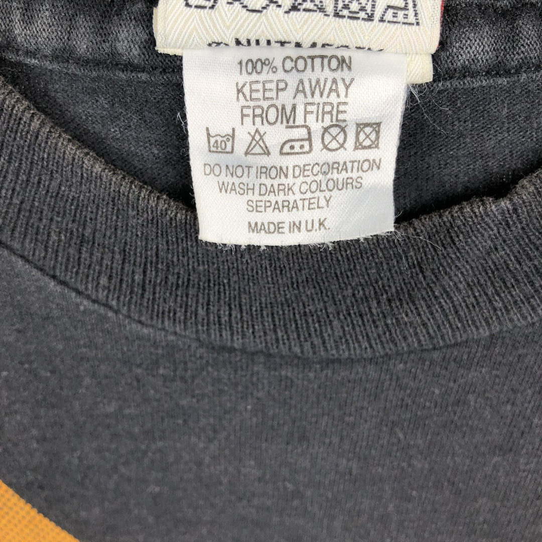 90'S NUTMEG NHL Anaheim Mighty Daks All-Over Print Sports Print T-Shirt, Made in England, Men's Size M (approx.) cotton black type Vintage Second Hand