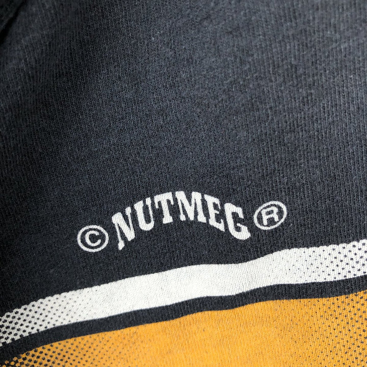 90'S NUTMEG NHL Anaheim Mighty Daks All-Over Print Sports Print T-Shirt, Made in England, Men's Size M (approx.) cotton black type Vintage Second Hand
