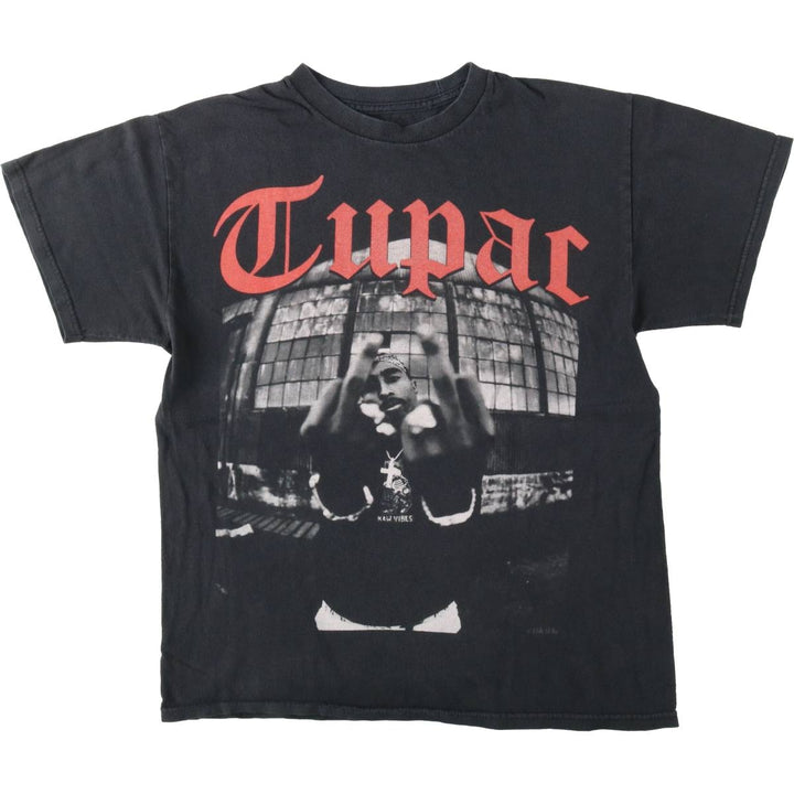 2pac rap t-shirt, men's size M cotton black type Vintage Second Hand