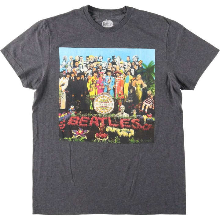 THE BEATLES Band T-shirt, Men's M size cotton Charcoal Vintage Second Hand