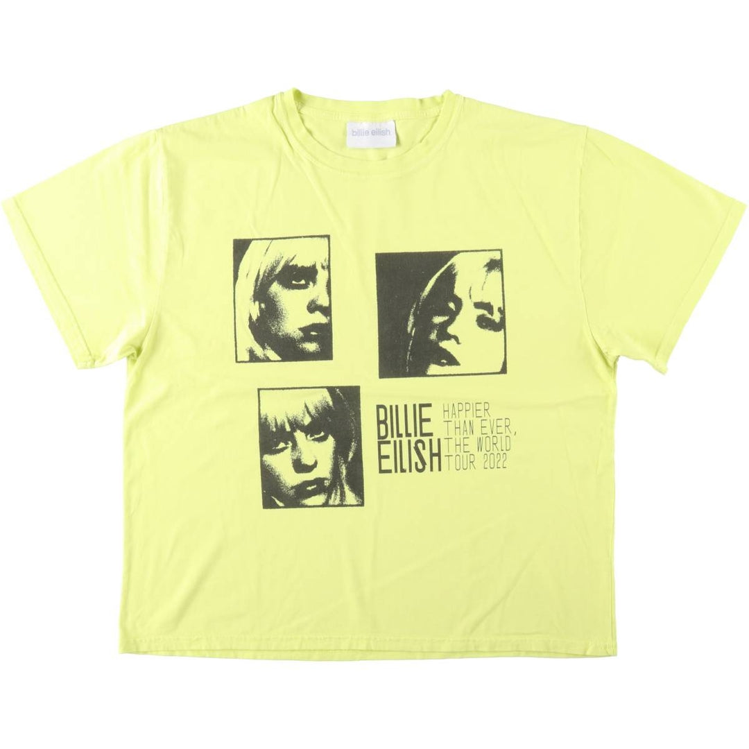 BILLIE EILISH Band T-shirt, Made in USA, Men's XXL equivalent. cotton lemon yellow Vintage Second Hand