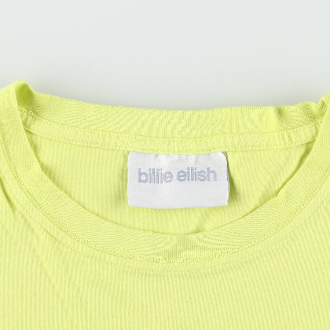 BILLIE EILISH Band T-shirt, Made in USA, Men's XXL equivalent. cotton lemon yellow Vintage Second Hand