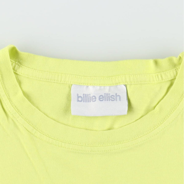 BILLIE EILISH Band T-shirt, Made in USA, Men's XXL equivalent. cotton lemon yellow Vintage Second Hand