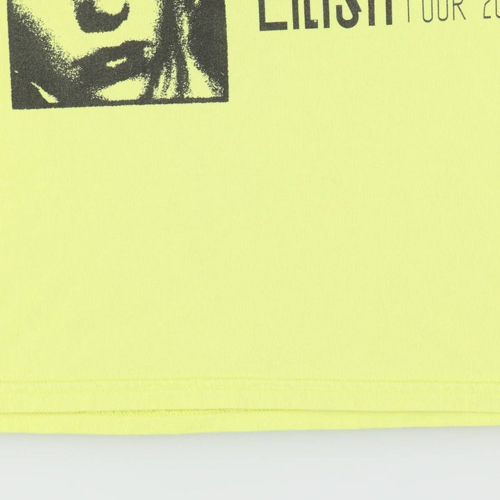 BILLIE EILISH Band T-shirt, Made in USA, Men's XXL equivalent. cotton lemon yellow Vintage Second Hand