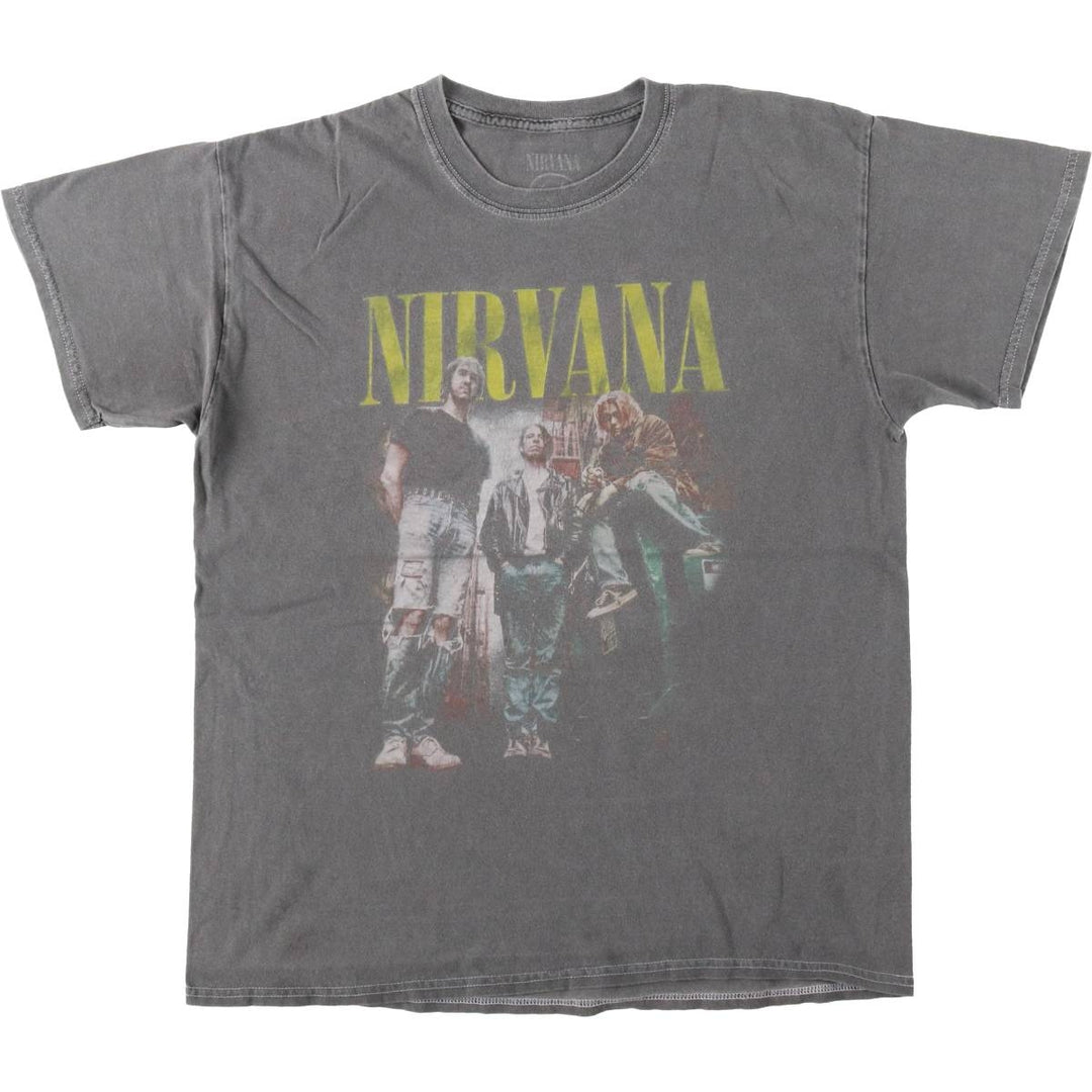 NIRVANA Nirvana Band T-shirt, Band T, Men's L size cotton Charcoal Vintage Second Hand