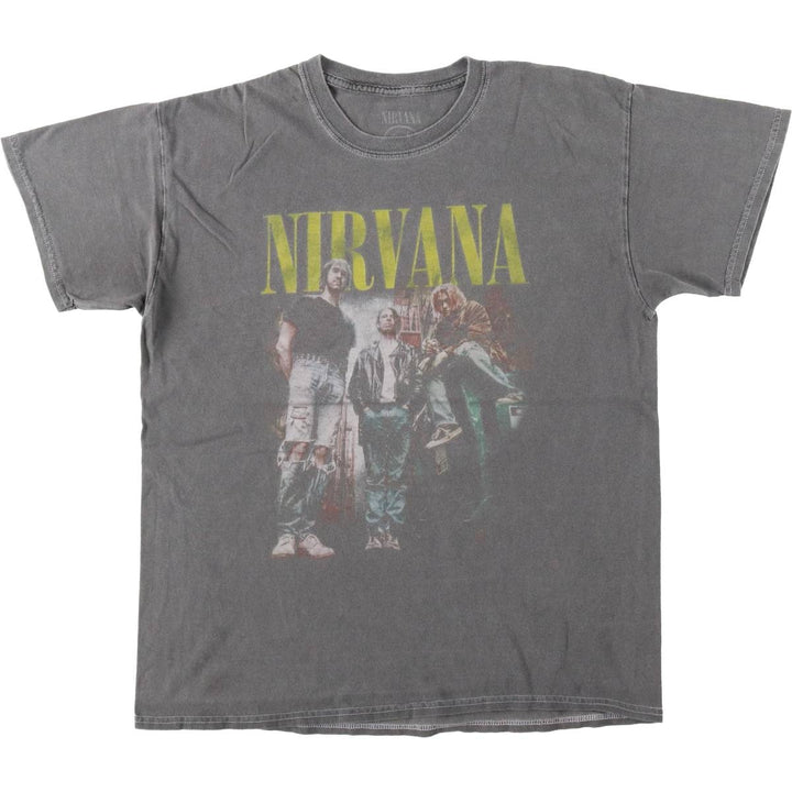 NIRVANA Nirvana Band T-shirt, Band T, Men's L size cotton Charcoal Vintage Second Hand