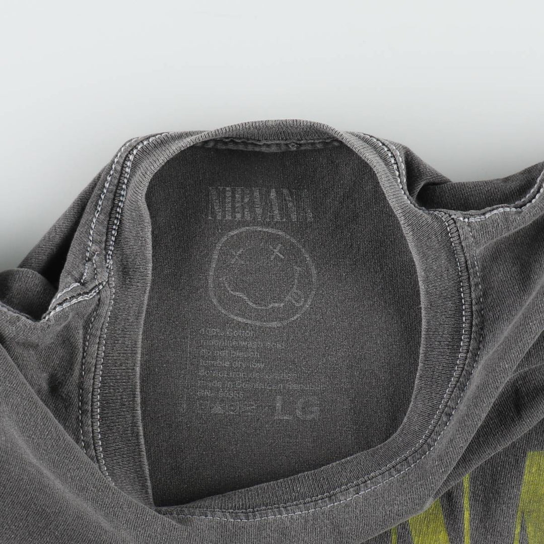 NIRVANA Nirvana Band T-shirt, Band T, Men's L size cotton Charcoal Vintage Second Hand