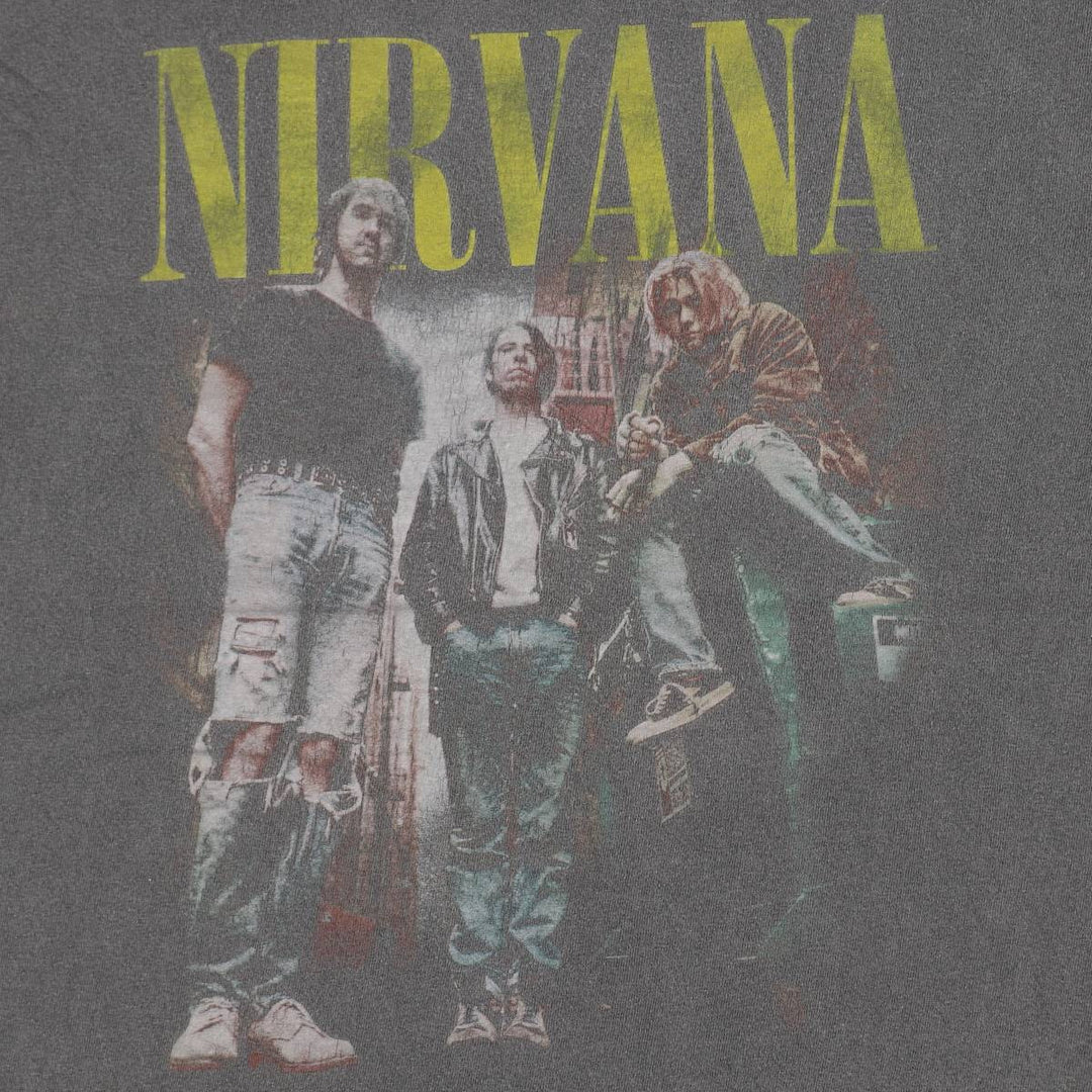 NIRVANA Nirvana Band T-shirt, Band T, Men's L size cotton Charcoal Vintage Second Hand