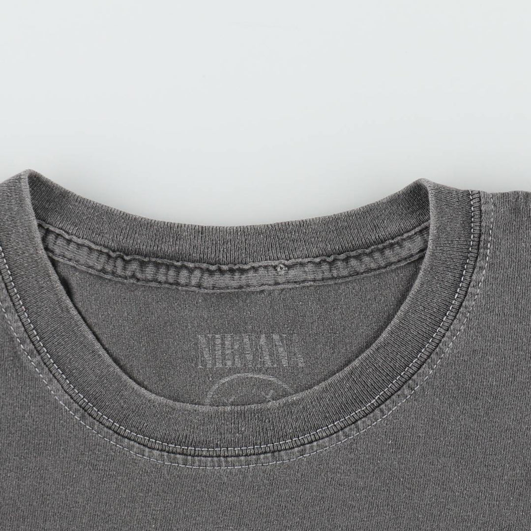 NIRVANA Nirvana Band T-shirt, Band T, Men's L size cotton Charcoal Vintage Second Hand