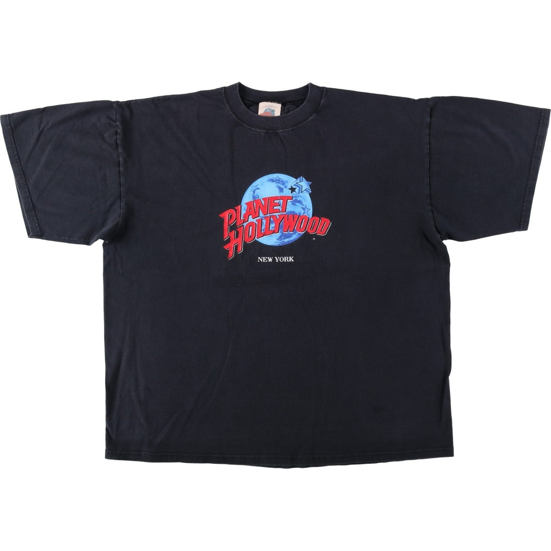 90'S Planet Hollywood Advertising T-Shirt, Made in USA, Men's XL equivalent, Vintage cotton black type Vintage Second Hand
