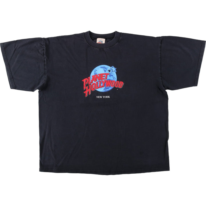 90'S Planet Hollywood Advertising T-Shirt, Made in USA, Men's XL equivalent, Vintage cotton black type Vintage Second Hand