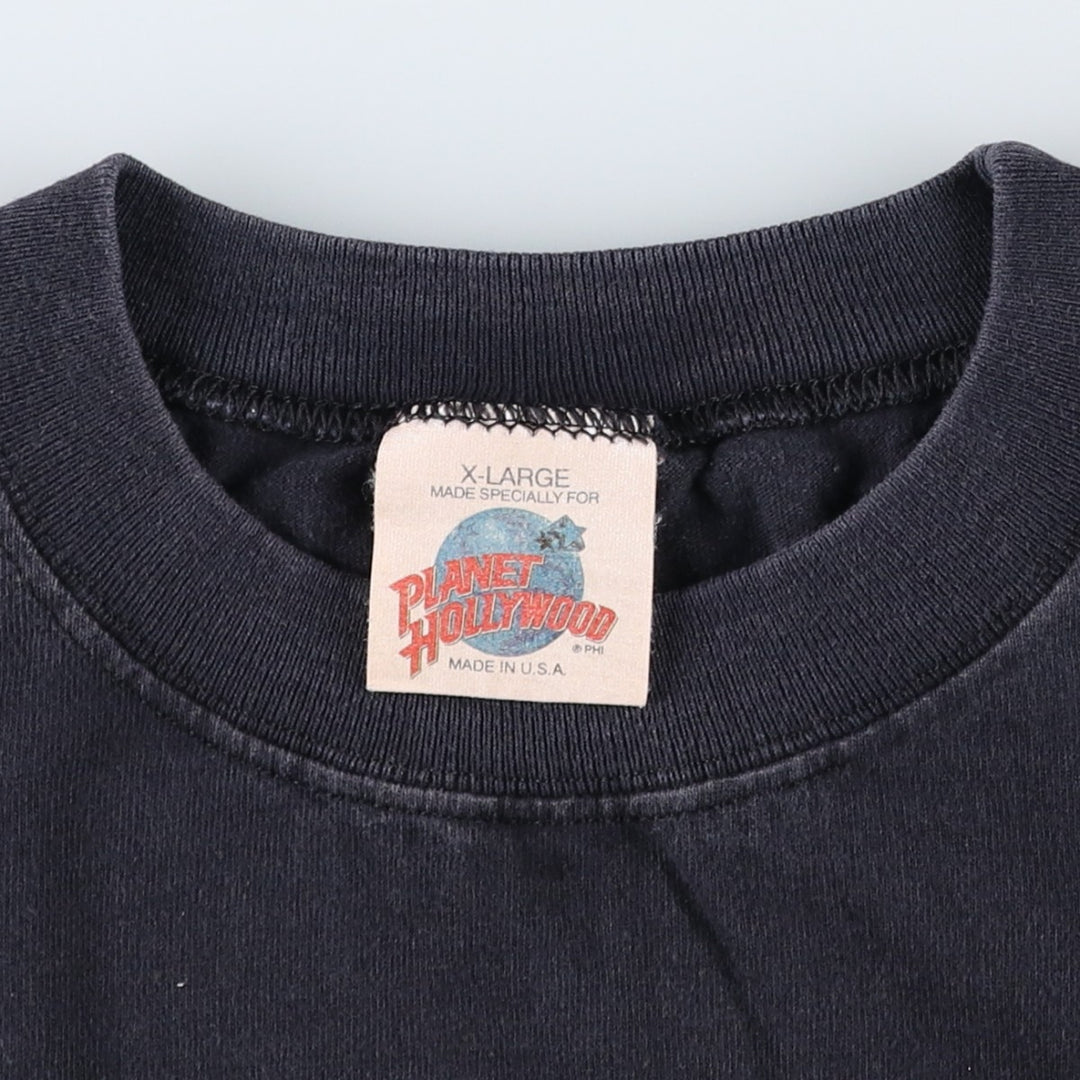 90'S Planet Hollywood Advertising T-Shirt, Made in USA, Men's XL equivalent, Vintage cotton black type Vintage Second Hand
