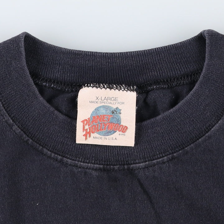90'S Planet Hollywood Advertising T-Shirt, Made in USA, Men's XL equivalent, Vintage cotton black type Vintage Second Hand