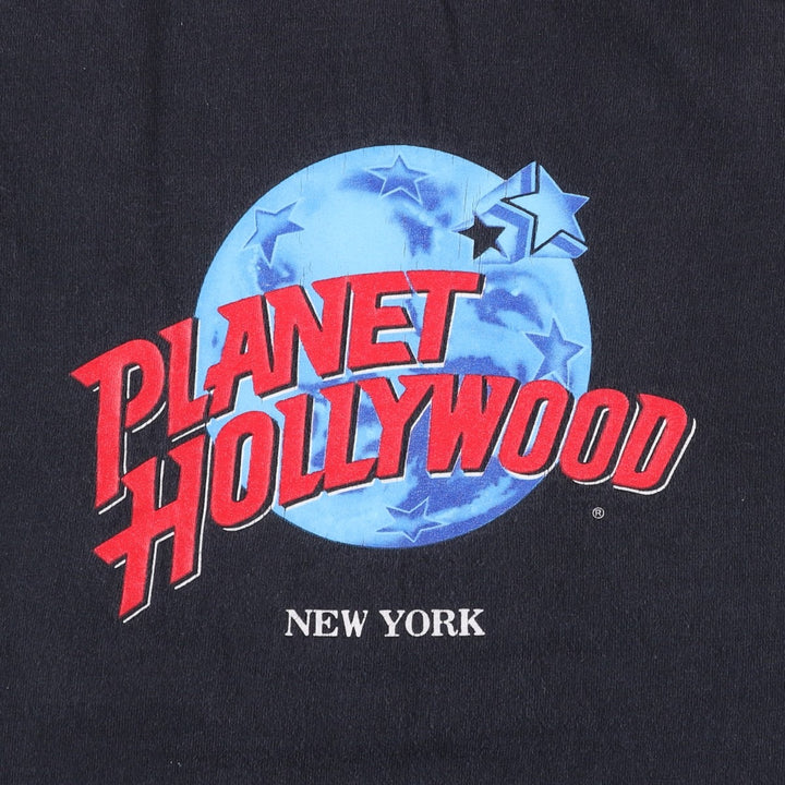 90'S Planet Hollywood Advertising T-Shirt, Made in USA, Men's XL equivalent, Vintage cotton black type Vintage Second Hand