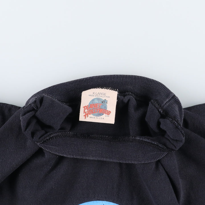 90'S Planet Hollywood Advertising T-Shirt, Made in USA, Men's XL equivalent, Vintage cotton black type Vintage Second Hand