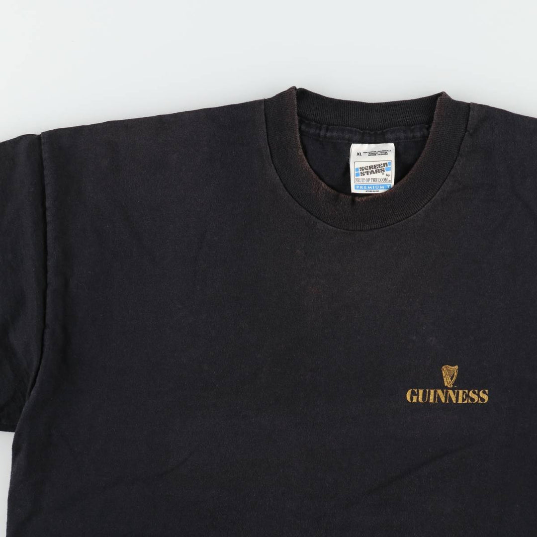 90'S Screen Stars Guinness Beer Advertising T-Shirt, Men's XL (approx.), Vintage cotton black type Vintage Second Hand