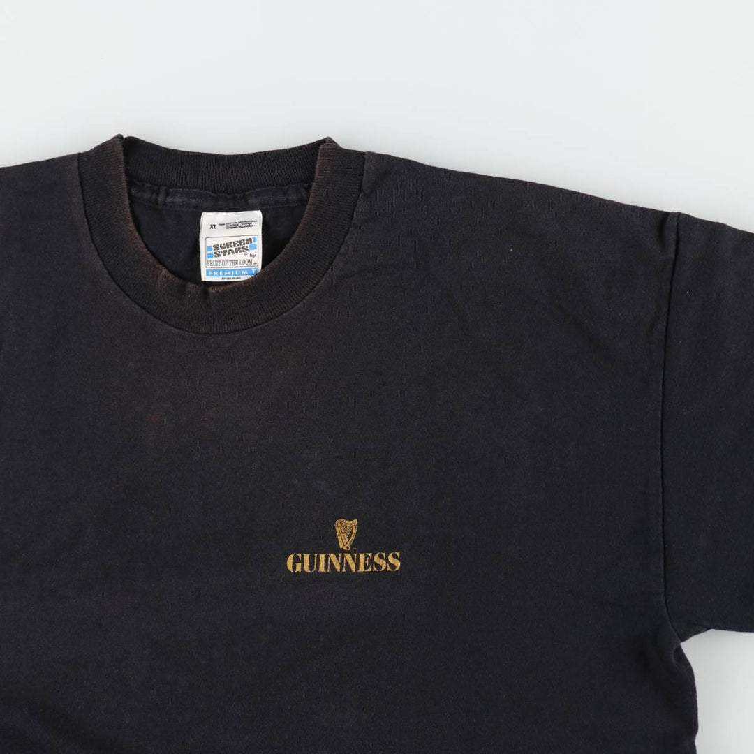 90'S Screen Stars Guinness Beer Advertising T-Shirt, Men's XL (approx.), Vintage cotton black type Vintage Second Hand