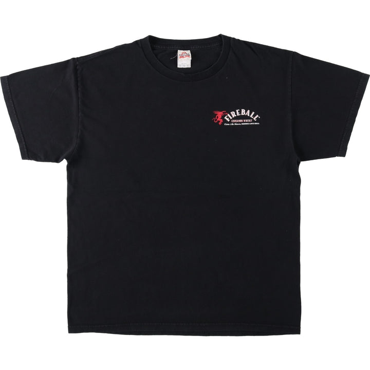 ALSTYLE Fireball Cinnamon Whisky Advertising T-Shirt (Men's Size L) cotton black type Vintage Second Hand