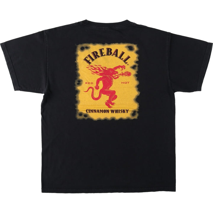 ALSTYLE Fireball Cinnamon Whisky Advertising T-Shirt (Men's Size L) cotton black type Vintage Second Hand